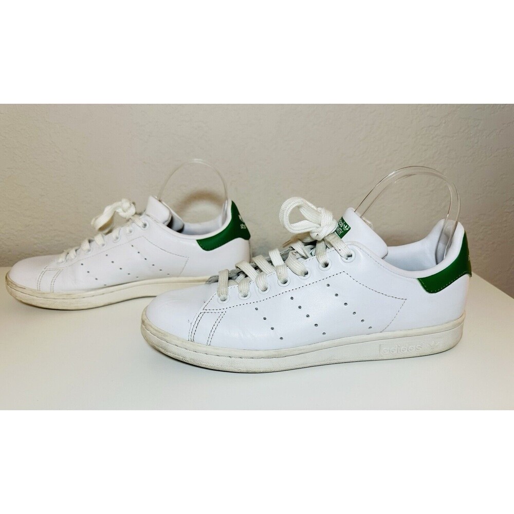 Adidas Stan Smith White‎ Green Leather Low Top Sneakers Shoes Women's 8.5